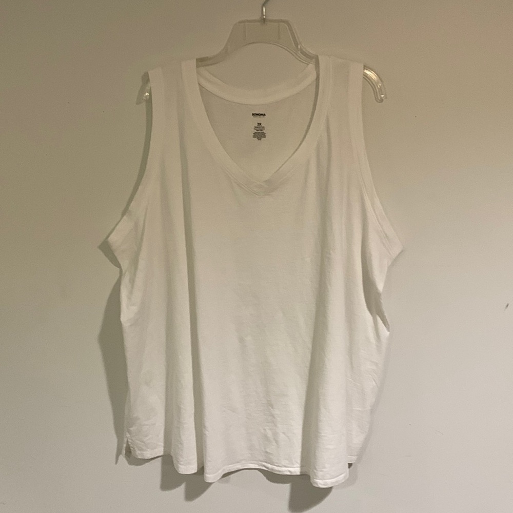 Sonoma White V Neck Tank Top, Women’s Size 3X